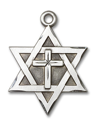 SS STAR OF DAVID W/CROSS (LG)