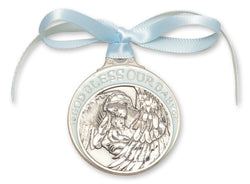 PEWTER BLUE BABY CRIB MEDAL