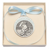 BLUE PEWTER CRIB MEDAL