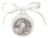 WHITE PEWTER CRIB MEDAL