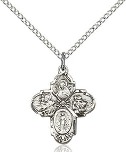 .925 SILVER 4-WAY CATHOLIC MEDAL SMALL