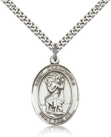 SILVER ST CHRISTOPHER MEDAL WITH NECKLACE
