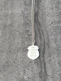 Sterling Silver St. Michael Necklace Police Officer Badge Medal (With Custom Laser Engraving)