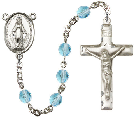 Brass Rosary with 6mm Aqua Beads