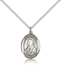 STERLING SILVER SAINT BRIGID OF IRELAND OVAL MEDAL