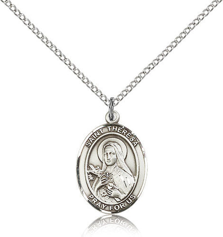 OVAL .925 SILVER SAINT THERESA MEDAL