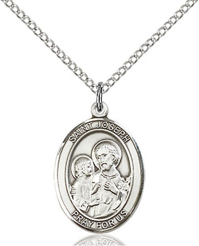 STERLING SILVER SAINT JOSEPH MEDAL (OVAL)