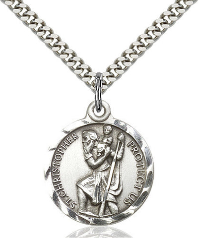 STERLING SILVER ST CHRISTOPHER MEDAL / PLAIN BACK
