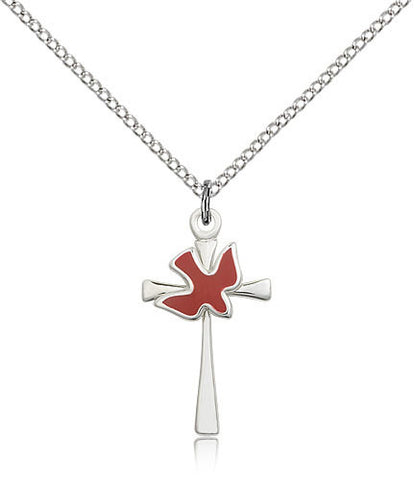 STERLING SILVER CROSS/RED HOLY SPIRIT
