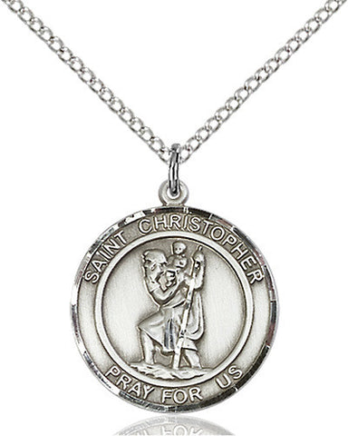 ROUND STERLING SILVER ST. CHRISTOPHER MEDAL