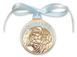 Antique Gold Blue Crib Medal