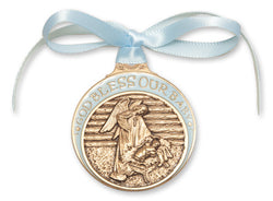 Blue Antique Gold Crib Medal