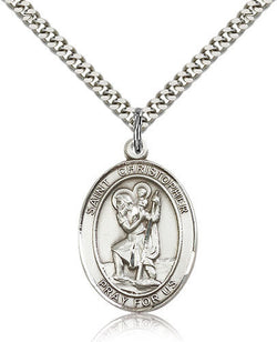 SILVER ST CHRISTOPHER MEDAL WITH NECKLACE
