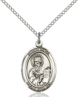 SMALL OVAL SILVER ST PAUL THE APOSTLE NECKLACE