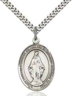 STERLING SILVER MIRACULOUS OVAL MEDAL