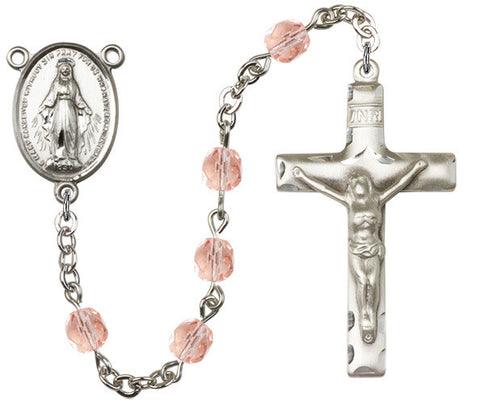 Brass Rosary with 6mm Pink Beads