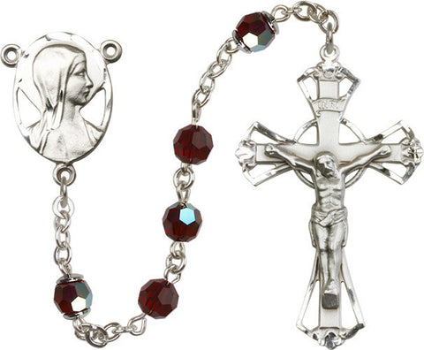 Brass Rosary Swarovski Garnet Beads