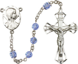 Brass Rosary Swarovski Light Sapphire Beads