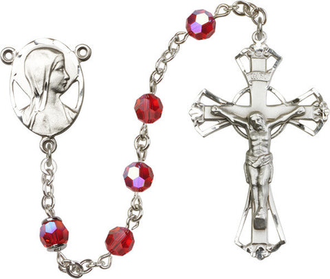 Brass Rosary Swarovski Ruby Beads