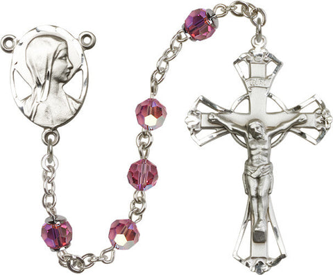 Brass Rosary Swarovski Rose Beads