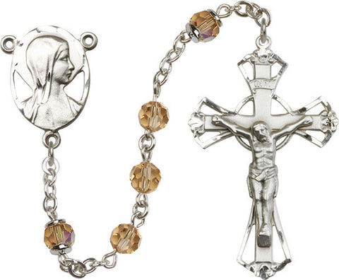 Brass Rosary Swarovski Topaz Beads