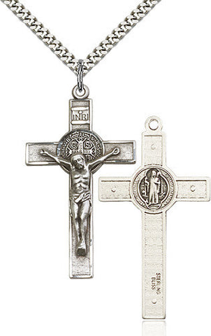 STERLING SILVER BENEDICT CRUCIFIX ENGRAVED
