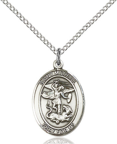 STERLING SILVER ST MICHAEL MEDAL OVAL