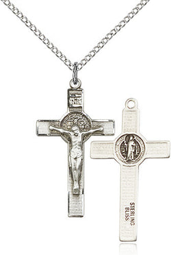 SILVER ST BENEDICT CRUCIFIX ENGRAVED