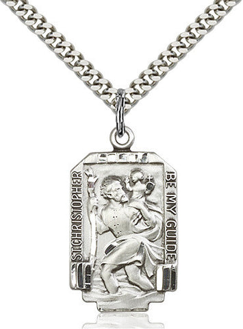 .925 SILVER ST. CHRISTOPHER MEDAL WITH NECKLACE